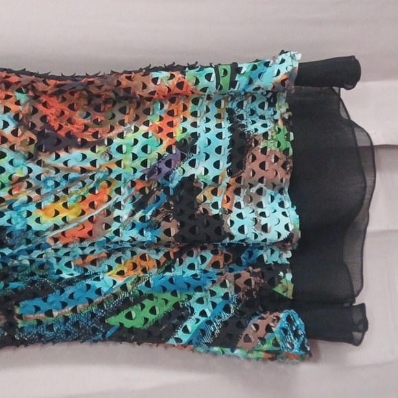 Alberto Makali Sheer Multicolor Tunic Length Sleeveless Top - Picture 7 of 14